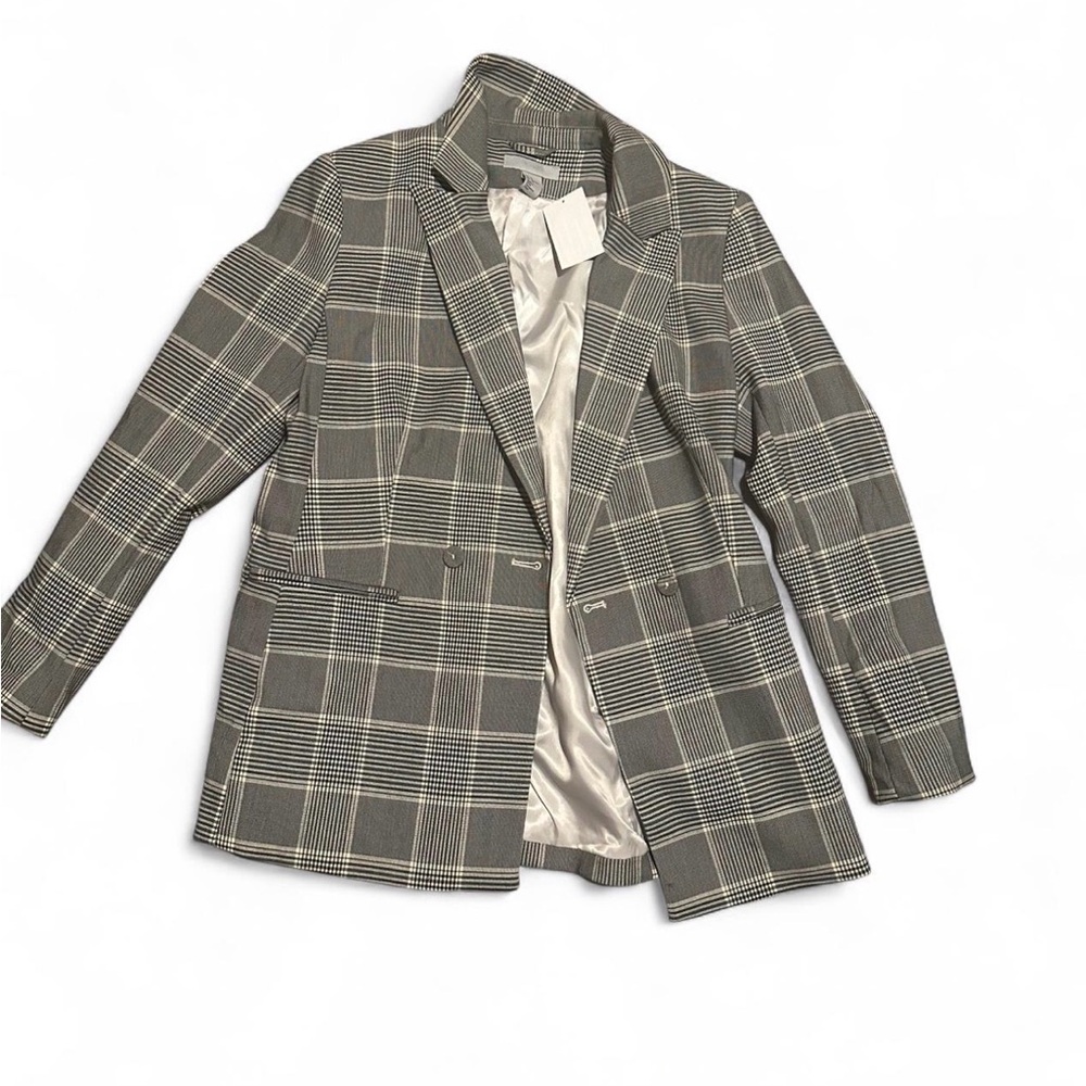 H&M black and white striped blazer